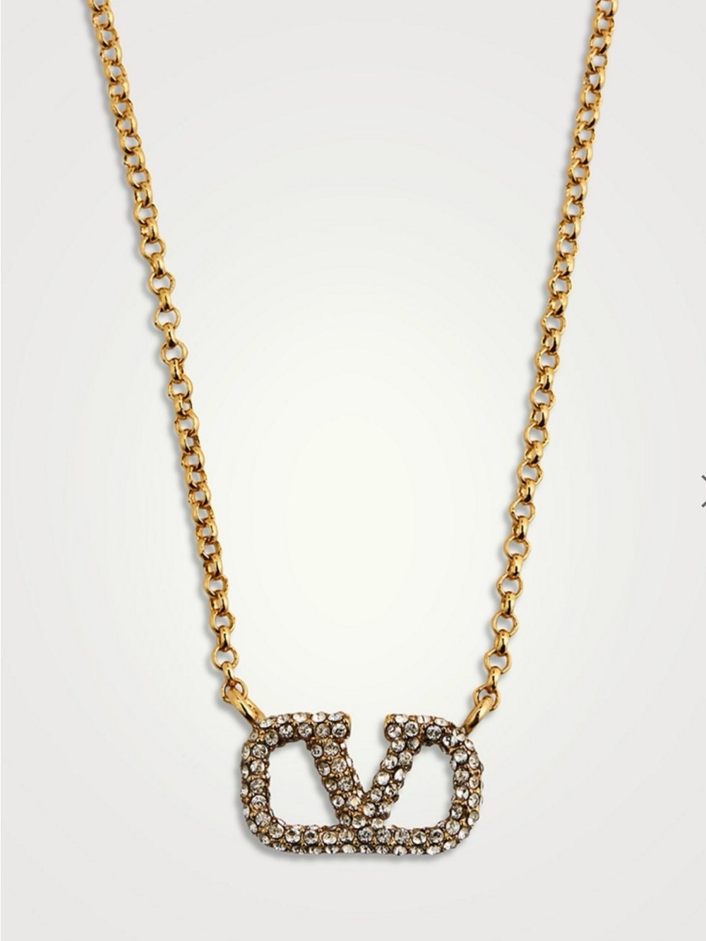 Valentino VLogo Gold Crystal Link Pendant Necklace